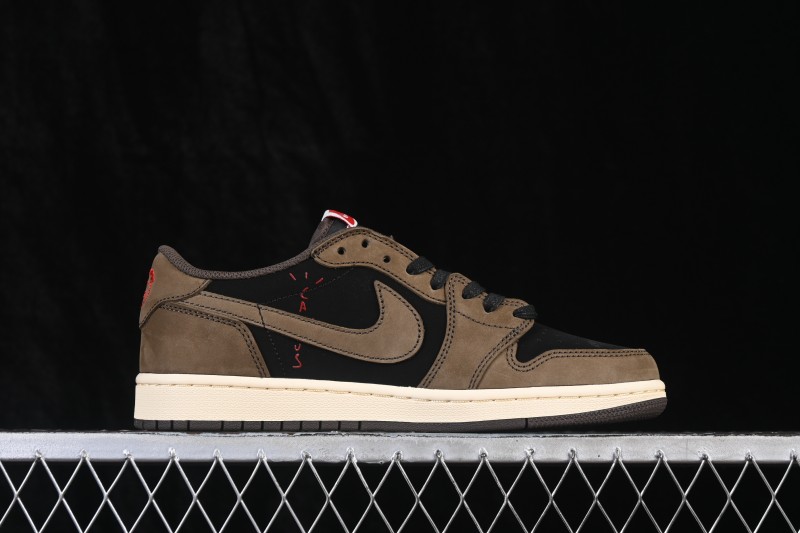 Nike Air Jordan 1 Low OG Travis Scott Reverse Swoosh Leather Sneakers - CQ4277-001
