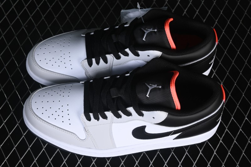 Nike Air Jordan 1 Low Retro Basketball Shoes with White Grey and Black Swoosh for Casual Wear - 553558-045