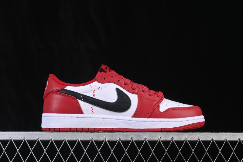 ZG Edition Travis Scott x Air Jordan 1 Low OG AJ1 Low-Top Sneakers with Reverse Swoosh and Full-Grain Leather - DM7866-101