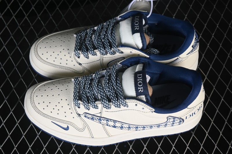 Nike Air Jordan 1 Low Retro Basketball Shoes with Luxury Dior-Inspired Custom Design - LD2028-072