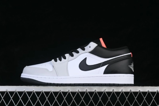 Nike Air Jordan 1 Low Retro Basketball Shoes with White Grey and Black Swoosh for Casual Wear - 553558-045