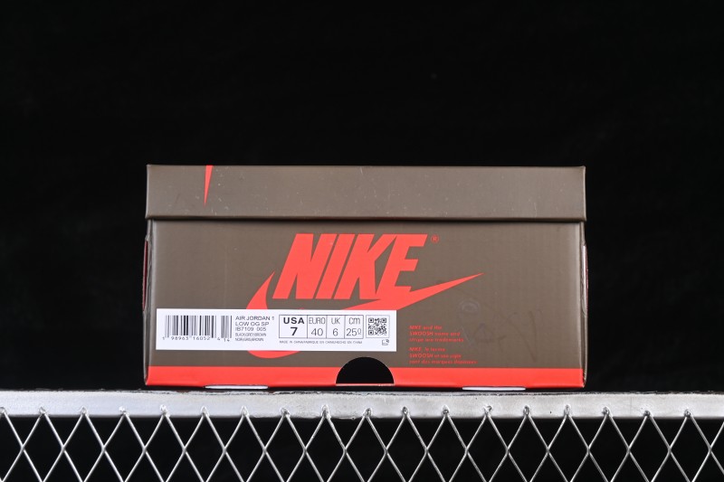 Nike Travis Scott Air Jordan 1 Low OG Retro Basketball Shoes with Reversed Swoosh - IB7109-005