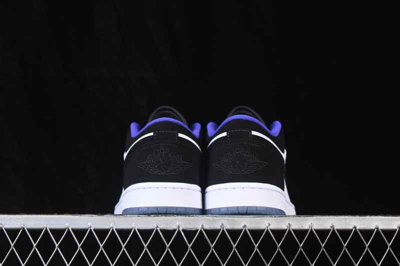 Nike Air Jordan 1 Low Retro Basketball Lifestyle Shoes with Crystal White-Black Colorway - 553558-108