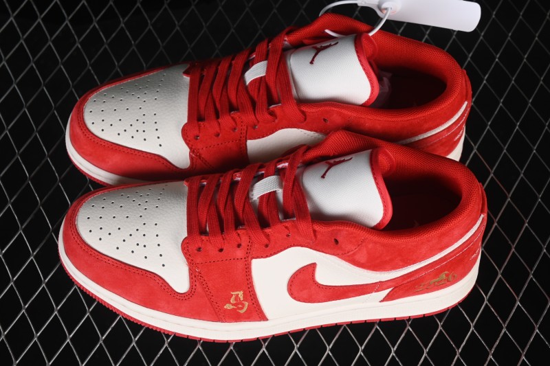 Nike Air Jordan 1 Low AJ1 Year of the Horse Special Red Edition Custom Low-Top Retro Basketball Shoes - DX6259-602