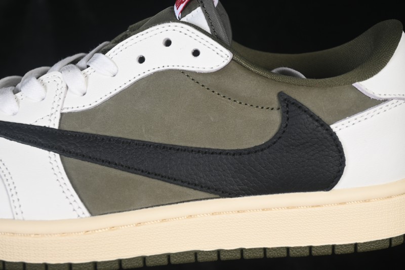 Nike Air Jordan 1 Low OG Travis Scott Reverse Swoosh Premium Leather Sneakers - DM7866-200