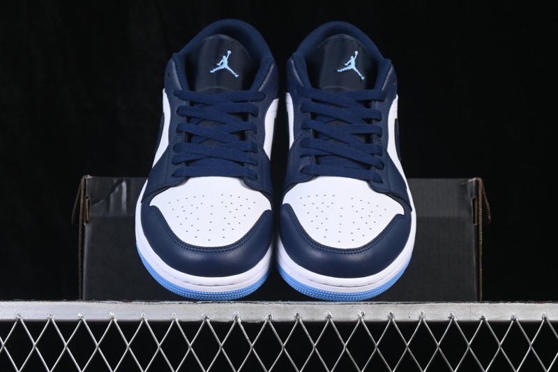 Nike Air Jordan 1 Low Retro Basketball Shoes with Classic White and Blue Colorway - 553558-404