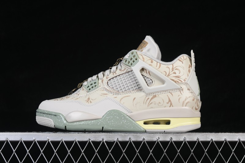 Nike Air Jordan 4 Retro 'Somos Eternos' AJ4 Day of the Dead Sneakers with Metallic Gold Accents and Jade Midsole - IM8116-047