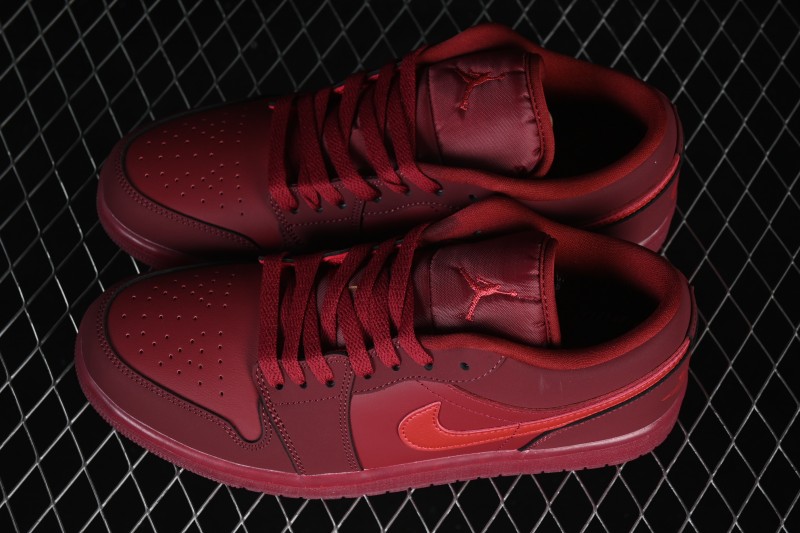 Nike Air Jordan 1 Low Retro Basketball Shoes with Gum Sole in Wine Red - IB7012-600