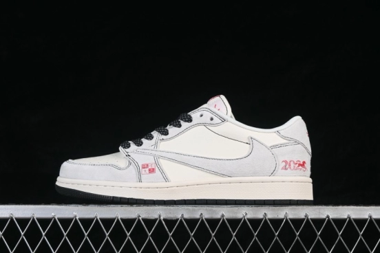 Nike Air Jordan 1 Low Retro Basketball Shoes with Chinese New Year Year of the Horse White Dragon Design - DX5688-002