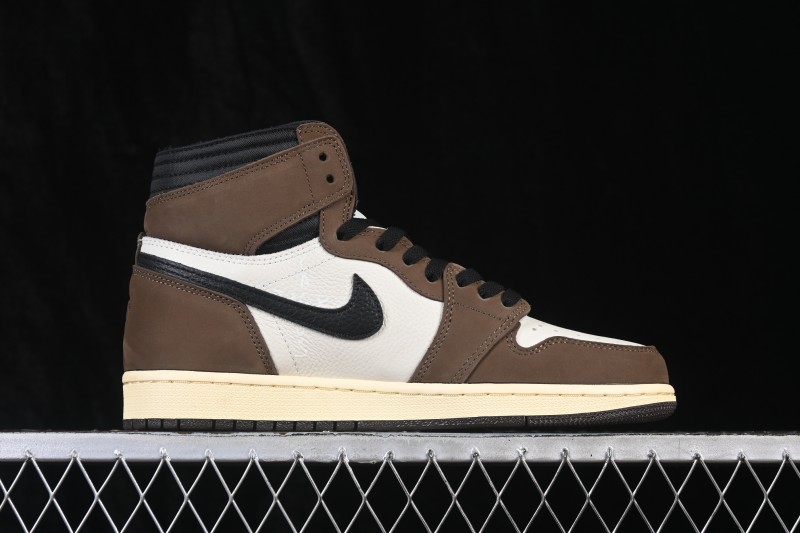 Nike Air Jordan 1 High OG Travis Scott Reverse Swoosh Limited Edition Basketball Shoes - CD4487-100