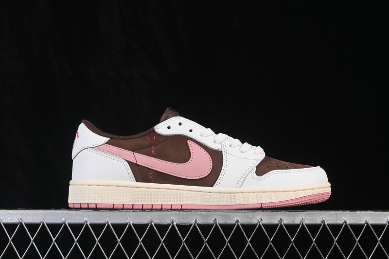 Nike Travis Scott x Air Jordan 1 Low OG Retro High-Quality Sneakers with Reverse Swoosh Design - DZ4137-206