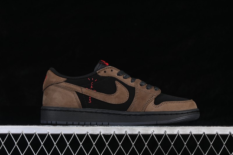 Nike Travis Scott Air Jordan 1 Low OG Retro Basketball Shoes with Reversed Swoosh - IB7109-005