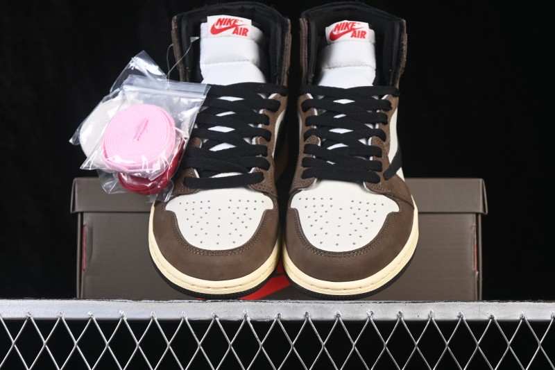 Nike Air Jordan 1 High OG Travis Scott Reverse Swoosh Limited Edition Basketball Shoes - CD4487-100