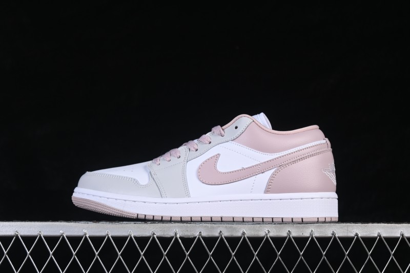 Nike Air Jordan 1 Low AJ1 Casual Skateboarding Shoes in White and Pink - DC0774-606