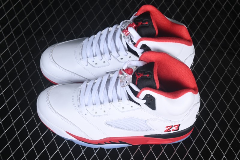 Nike Air Jordan 5 Retro Fire Red Black Tongue Basketball Shoes - HQ7978-101