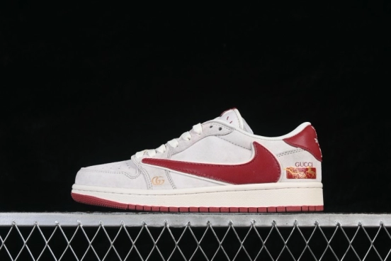 Nike Air Jordan 1 Low AJ1 Horse Year Edition Wine Red Grey Premium Custom Low-Top Retro Basketball Shoes - XZ6668-056