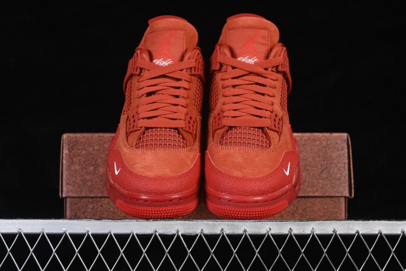 Nike Nigel Sylvester x Air Jordan 4 OG Brick By Brick Red Suede Sneakers - HF4340-800