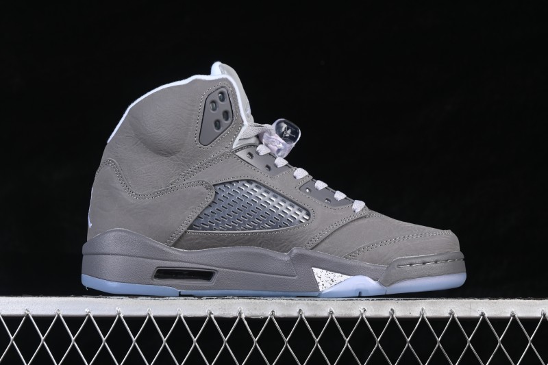Nike Air Jordan 5 Wolf Grey Basketball Shoes with Premium Leather Upper - DD0587-002