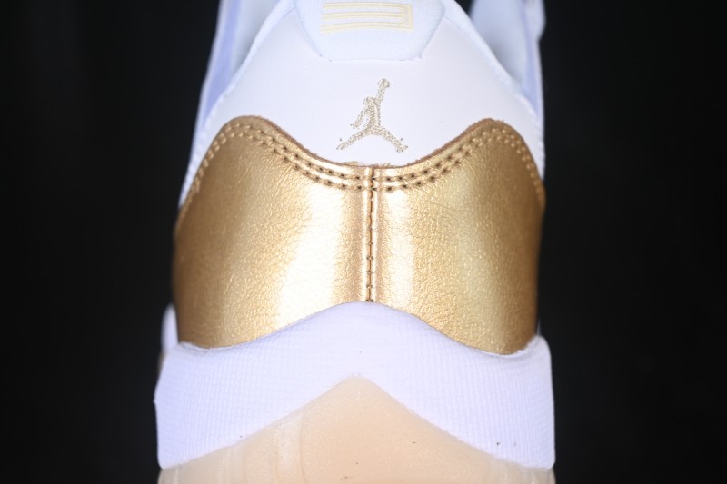 Nike Air Jordan 11 Low Retro Basketball Shoes with Metallic Gold Accents and Carbon Fiber Plate - AH7860-102