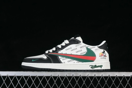 Nike Travis Scott x Fragment Design x Air Jordan 1 Low OG SP Cultural Casual Sneakers with Reverse Swoosh - DZ2688-009