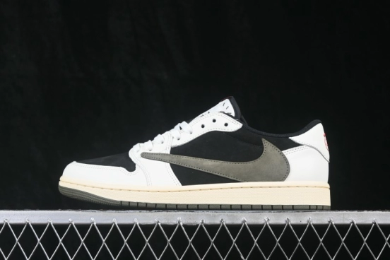 Nike Travis Scott x Air Jordan 1 Low OG Sneakers with Reverse Swoosh Design - DZ4137-106