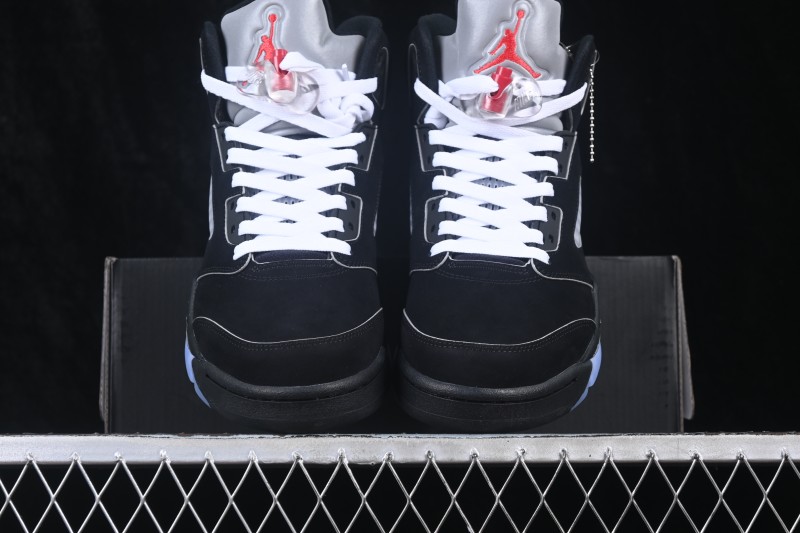 Nike Air Jordan 5 Retro Black Metallic Reimagined Basketball Shoes with Premium Leather Upper - HF3975-001