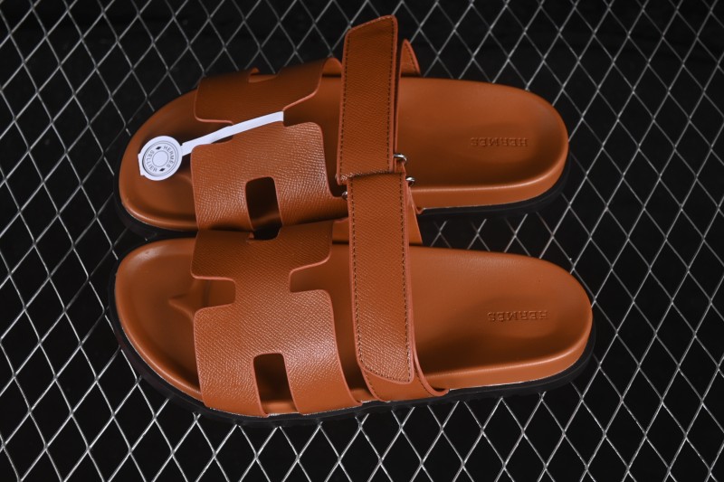 Hermes Chypre Flat Slide Sandals Brown - AJE5