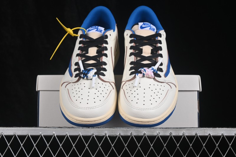 Nike Travis Scott x Air Jordan 1 Low OG Retro Sneakers with Reverse Swoosh Design - DM7866-104