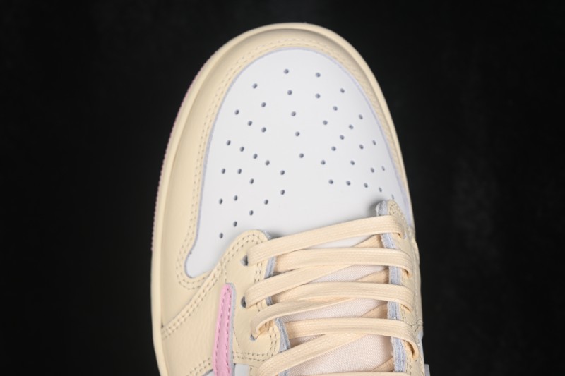 Nike Air Jordan 1 Low OG Travis Scott Reverse Swoosh Premium Full-Grain Leather Sneakers - IQ7604-100