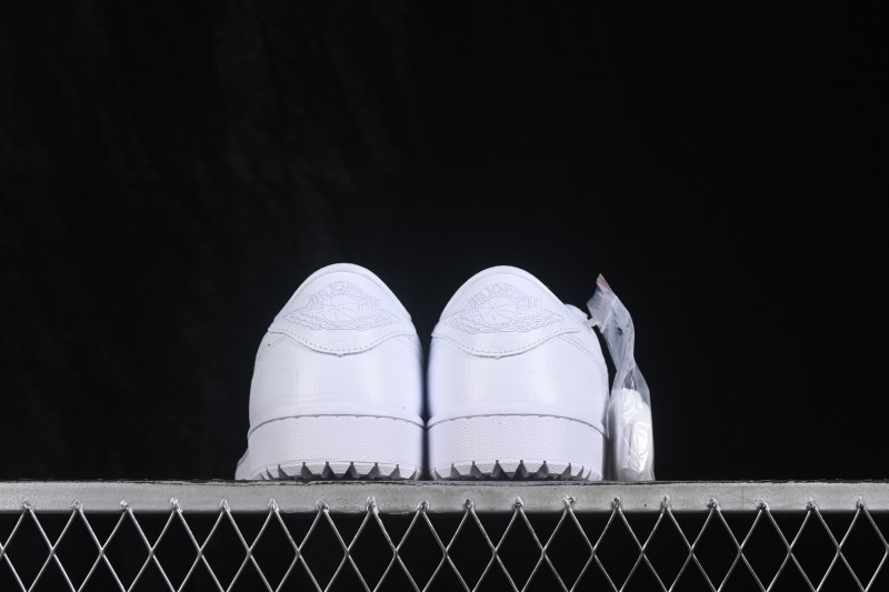 Nike Air Jordan 1 Low Retro Basketball Shoes in All-White Leather - DD9315-110