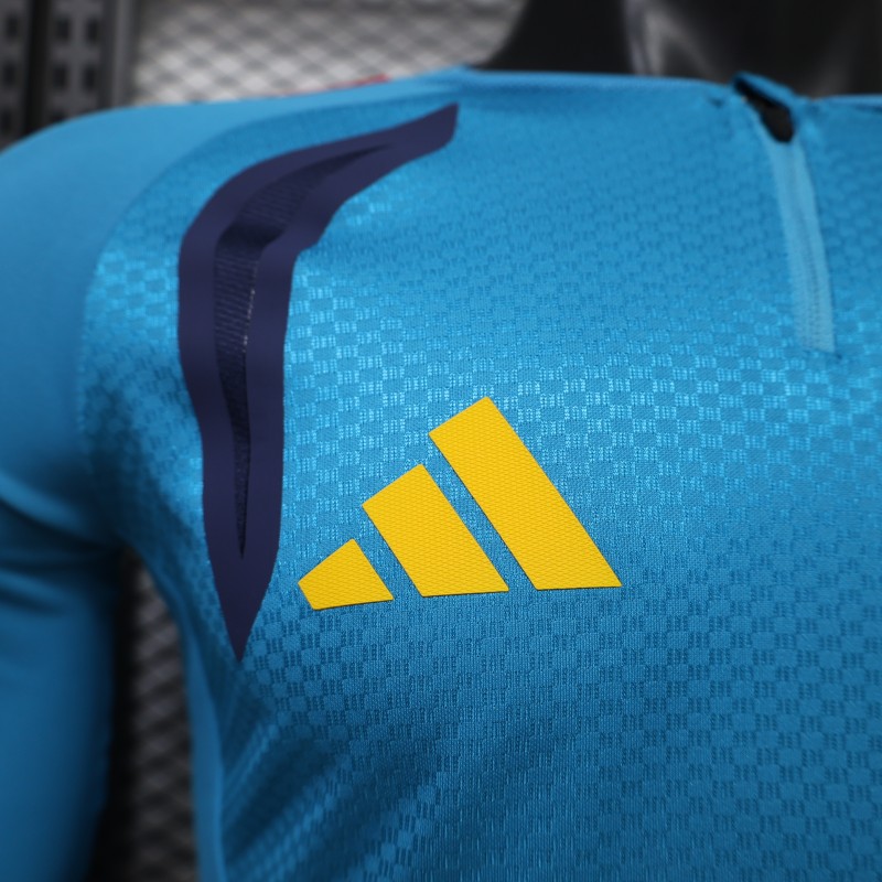 Player Version 2026 Spain Home Light Blue Long Sleeve Jersey