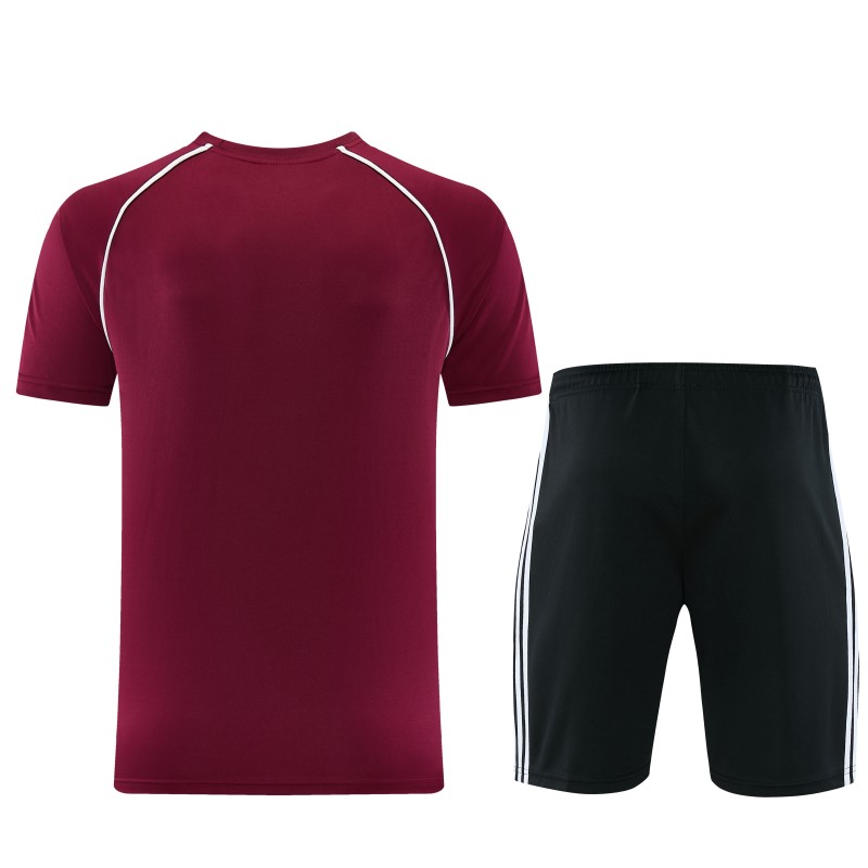 26/27 Adidas AD15  Dark Red Short Sleeve+Soccer Shorts