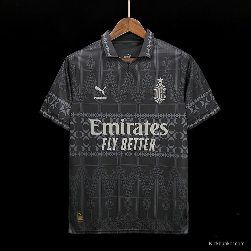 23/24 AC Milan x PLEASURES Forth Black Jersey