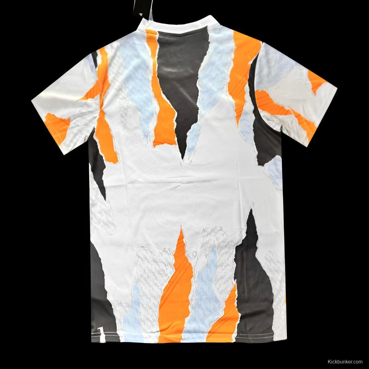 24/25 Real Madrid Adidas White Crew Orange Pre-Match Jersey