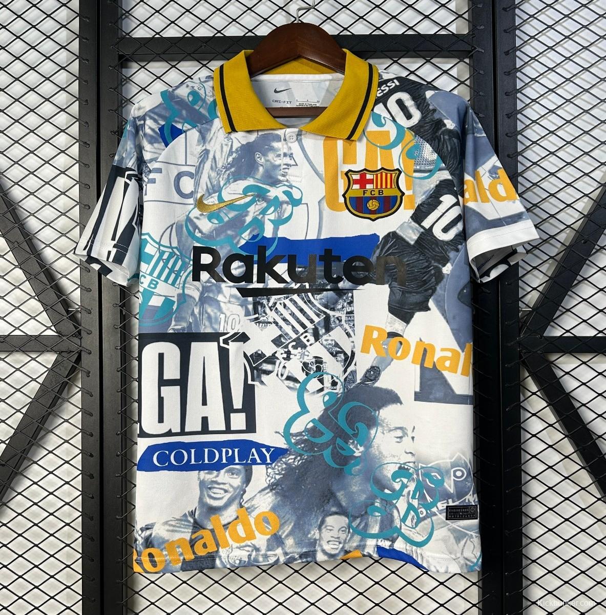 25/26 FC Barcelona White with Collage Art Jersey