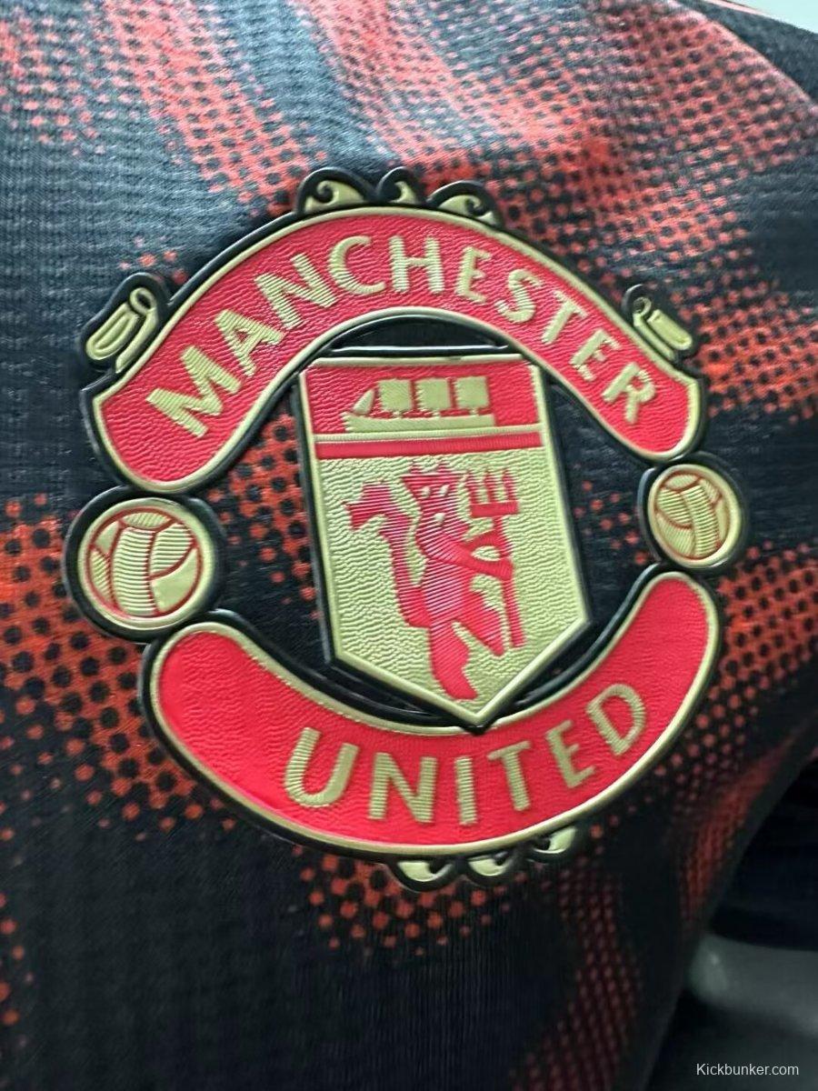 Player Version 25/26 Manchester United Y3 Black with Red Dragon Pattern Jersey