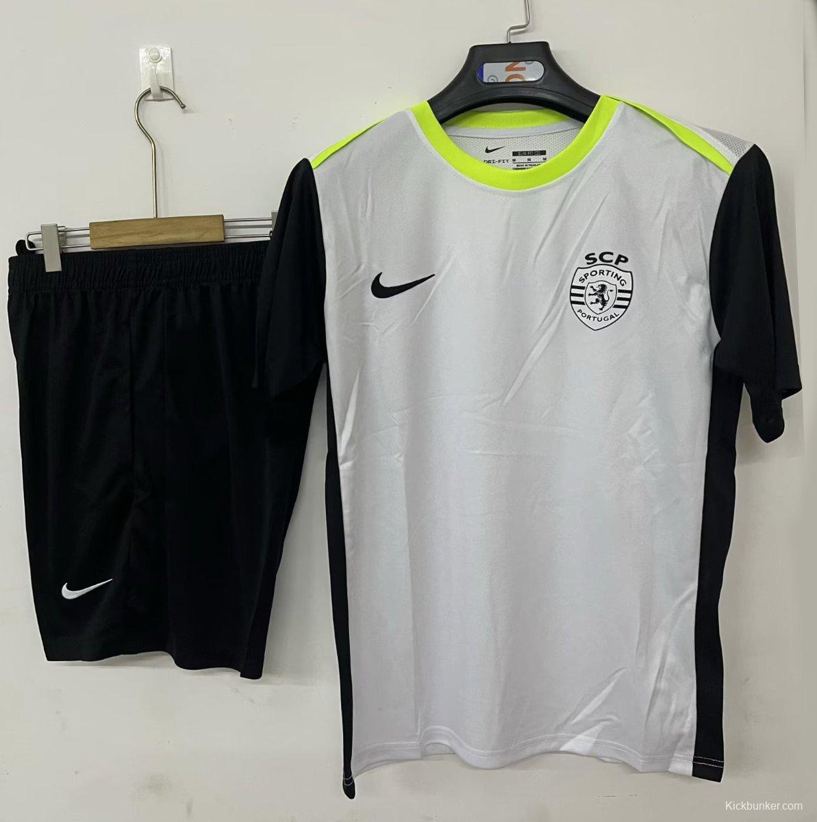 25/26 Sporting Lisbon Pre-match Training Jersey Off-white (No Sponsor)+ Shorts