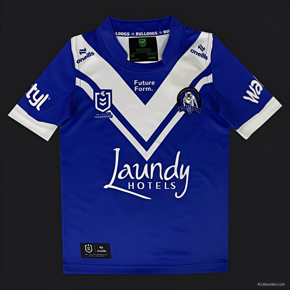 25/26 Kids Canterbury-Bankstown Bulldogs Blue with White V-Chevron Jersey