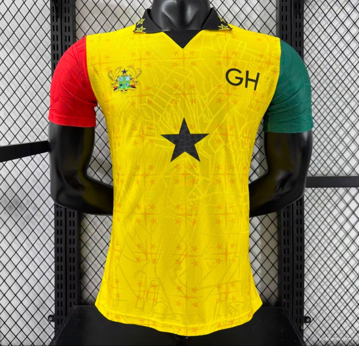 Player Version 2026 Ghana White with Black Star and Yellow Sleeves Jersey
