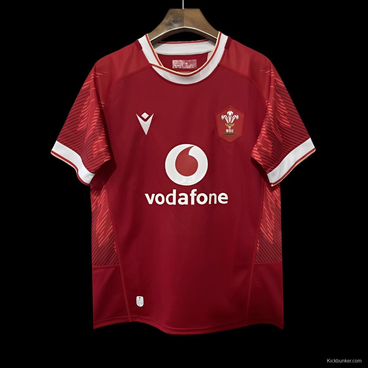 2025 Wales Red with Tonal Wave Pattern Home Jersey