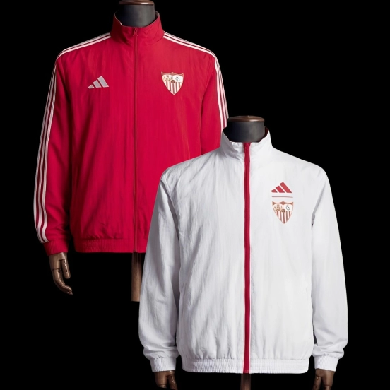 2026 Sevilla FC Red And White Reversible Full Zipper Jacket