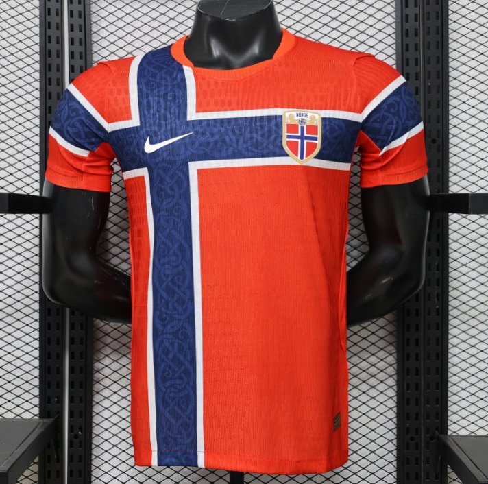 Player Version 2026 Norway Red & Blue with Flag Cross Pattern Home Jersey