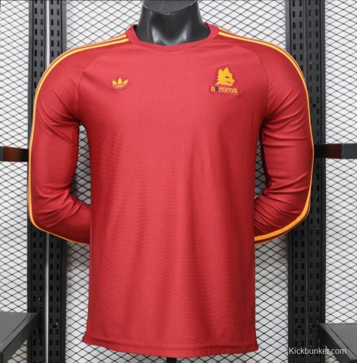 Player Version 2026 AS Roma Deep Red  84/85 Vintage Remake  Long Sleeve Home Jersey