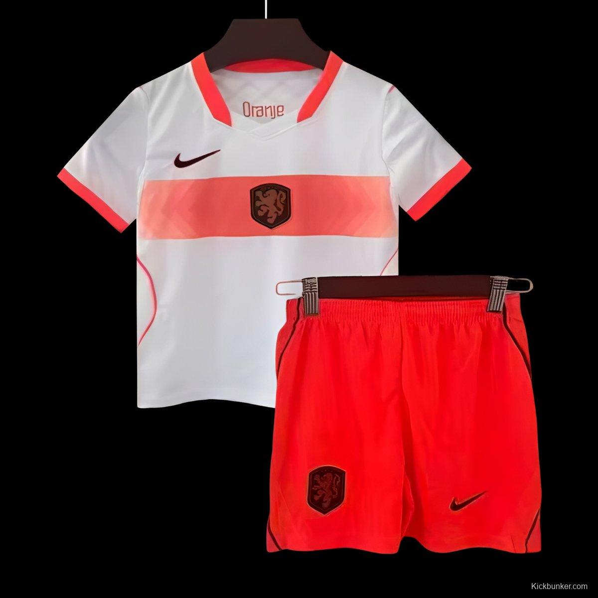 2026 Kids Netherlands Away White Jersey