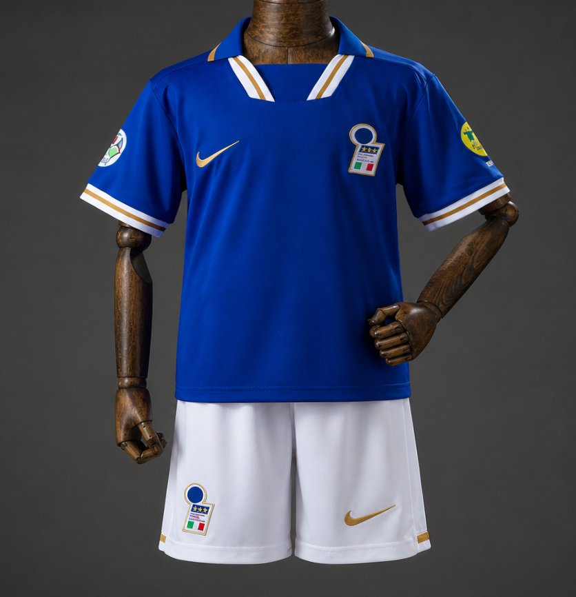 1996 Kids Italy Home Retro Kit Jersey Size 16-28