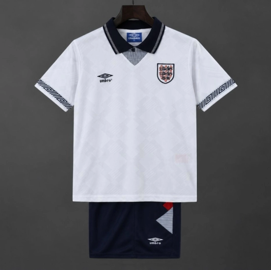 Retro 1990/92 Kids England White Home Jersey