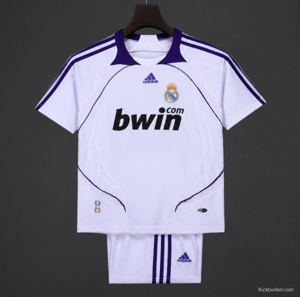 Retro 2007/08 Kids Real Madrid White & Purple Home Jersey