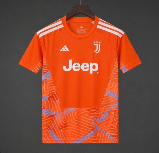 26/27 Juventus Orange with Abstract Maze Pattern Goalkeeper Jersey Set
