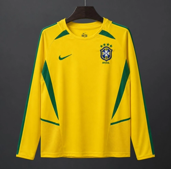 Retro 2002 Brazil Home Long Sleeve Jersey