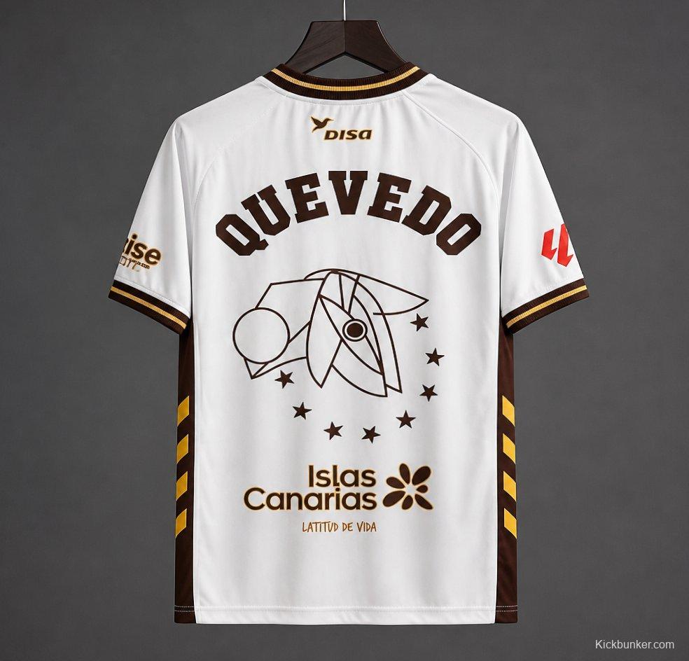 25/26 UD Las Palmas  Away White/Brown Jersey – Quevedo "El Baifo" Limited Edition